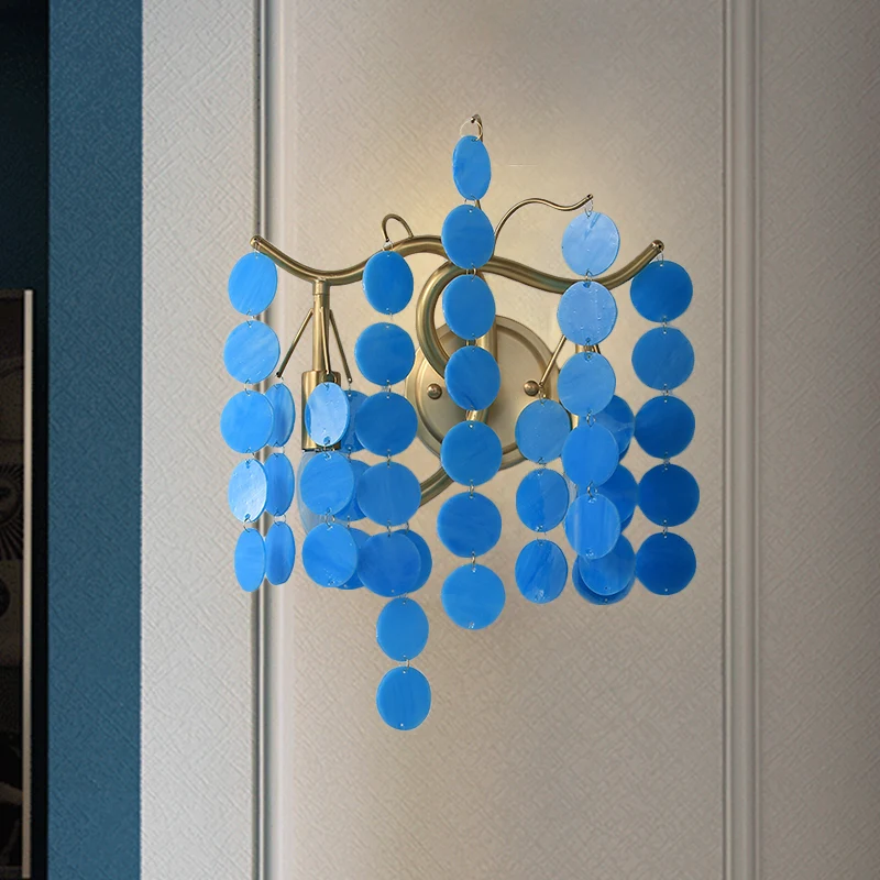 Branch Design Slaapkamer Wandverlichting Blauw/Roze Glas 2 Lichten Moderne Stijl Wandlamp met Open Lamp Clearhalo