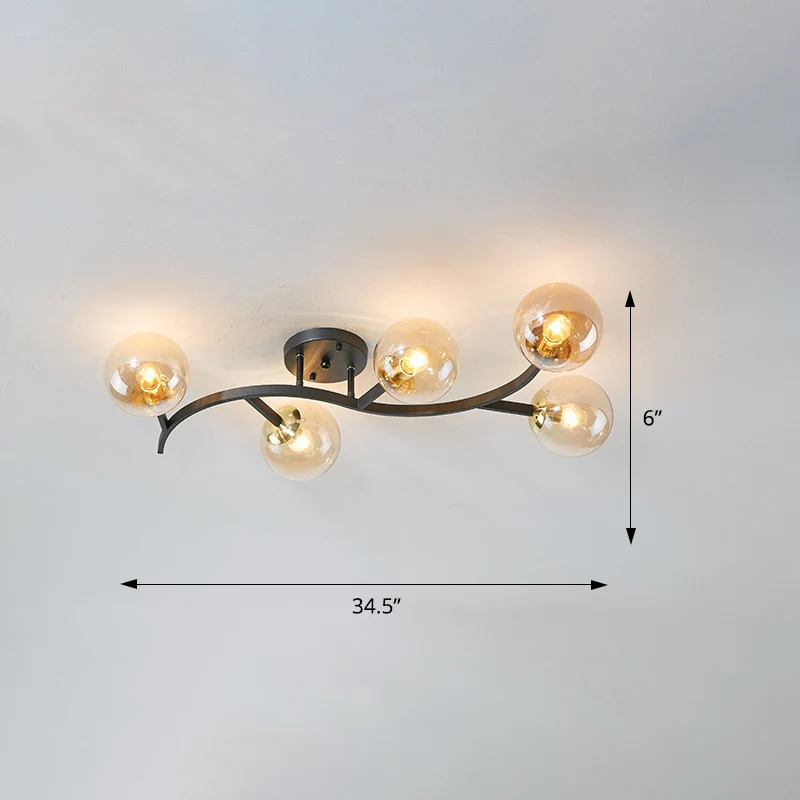 Branch semi-inbouwverlichting postmodern bolglas plafondlamp voor woonkamer Clearhalo