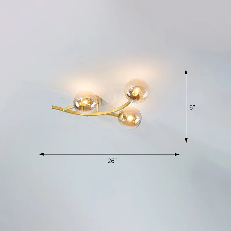 Branch semi-inbouwverlichting postmodern bolglas plafondlamp voor woonkamer Clearhalo
