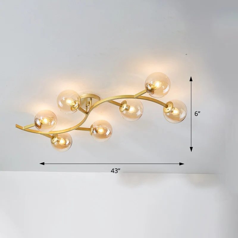 Branch semi-inbouwverlichting postmodern bolglas plafondlamp voor woonkamer Clearhalo