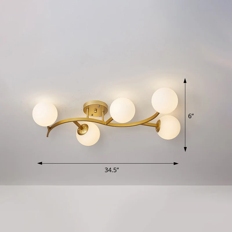 Branch semi-inbouwverlichting postmodern bolglas plafondlamp voor woonkamer Clearhalo