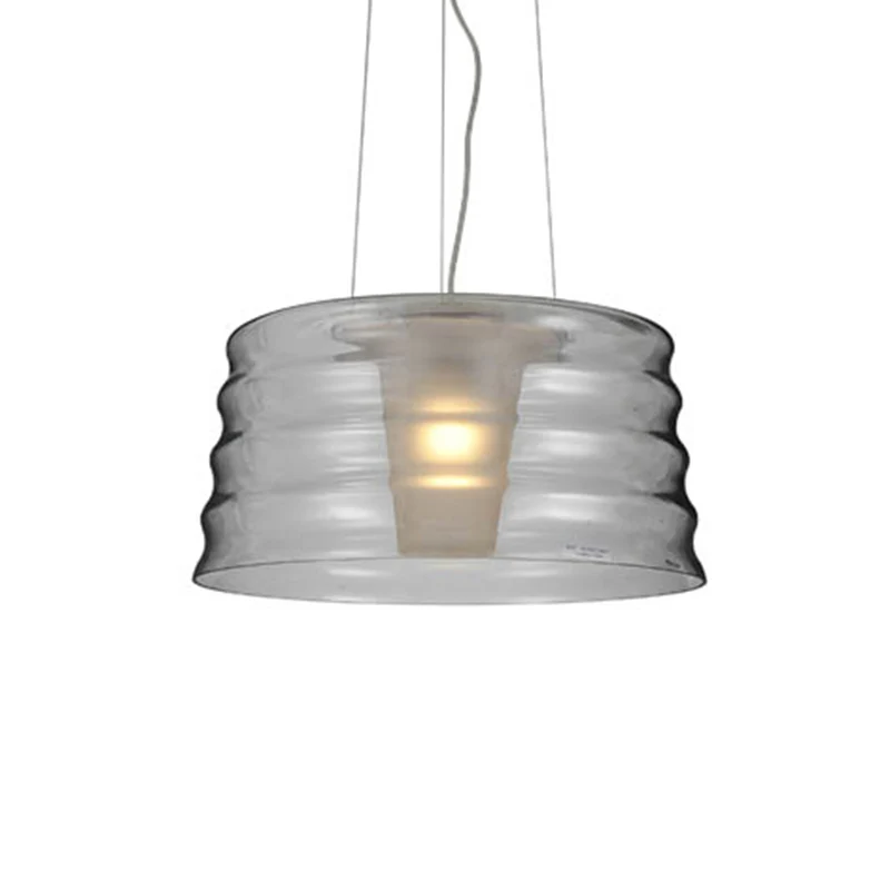 10 "/14" brede trommel kroonluchter hanger hedendaagse helder/rokerige ruche glas 1 licht led woonkamer hangend licht Clea...