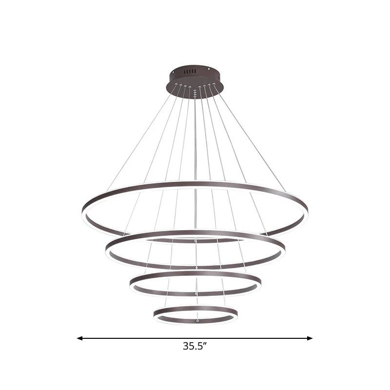 Bruine 2/3/4 lagen ringkroonluchter minimalisme acryl LED hanglamp voor eetkamer Clearhalo