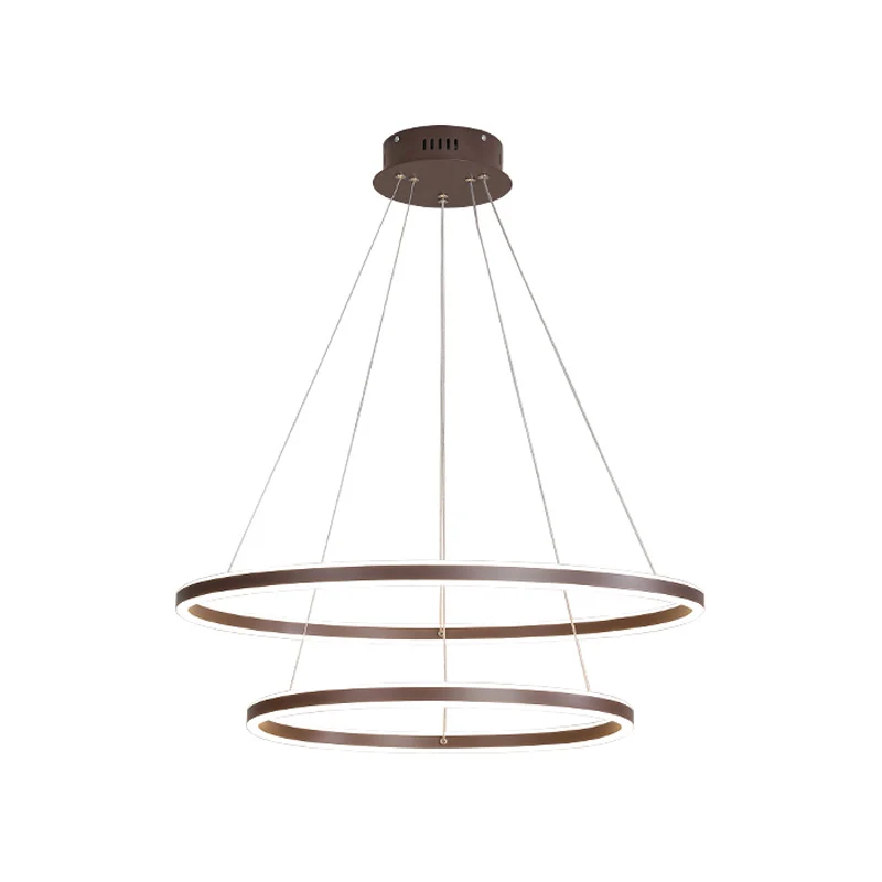 Bruine 2/3/4 lagen ringkroonluchter minimalisme acryl LED hanglamp voor eetkamer Clearhalo