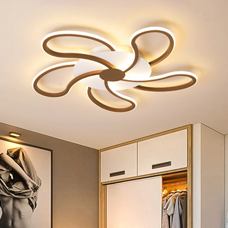 Bruine bloem plafondinbouwlamp moderne metalen kap 5/6/7 lampen led-binnenverlichting warm/wit Clearhalo
