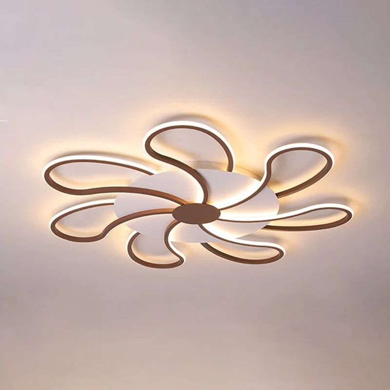 Bruine bloem plafondinbouwlamp moderne metalen kap 5/6/7 lampen led-binnenverlichting warm/wit Clearhalo