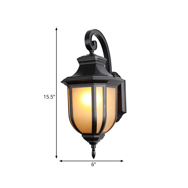 Bruine glazen zwarte wandlamp met urnkap 1-lichts traditionele stijl wandmontage lichtarmatuur Clearhalo