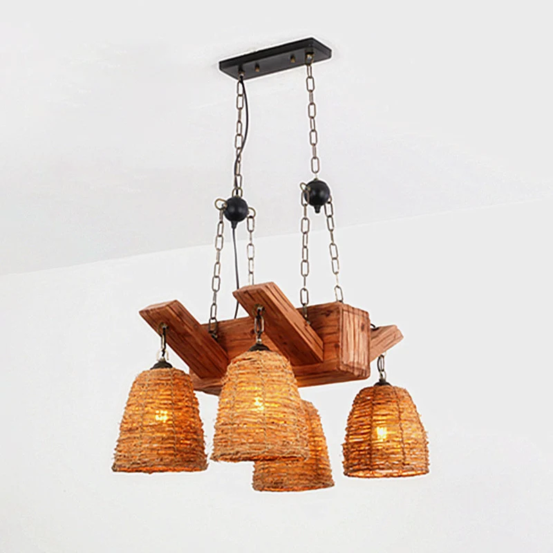 Bruine taps toelopende ophanglamp Azië Rotan eilandverlichting voor eetkamer Clearhalo