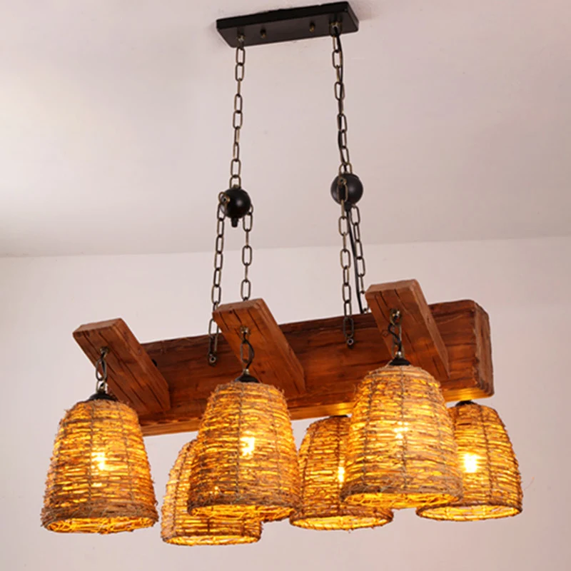 Bruine taps toelopende ophanglamp Azië Rotan eilandverlichting voor eetkamer Clearhalo