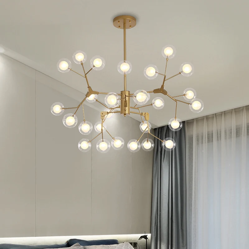 Bubble Ball Kroonluchter Verlichting Minimalistische dubbellaagse witte LED-hanglamp van glas Clearhalo