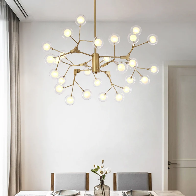 Bubble Ball Kroonluchter Verlichting Minimalistische dubbellaagse witte LED-hanglamp van glas Clearhalo