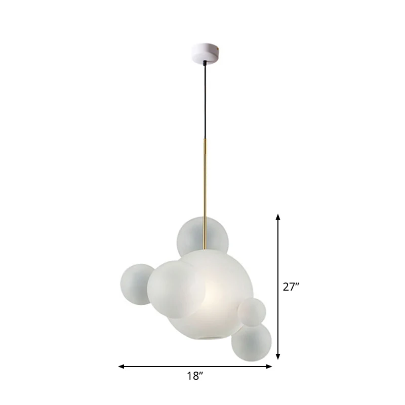 Bubble hangende hanglamp moderne mondgeblazen wit glas 5-lamps café-huis plafondhanglamp Clearhalo