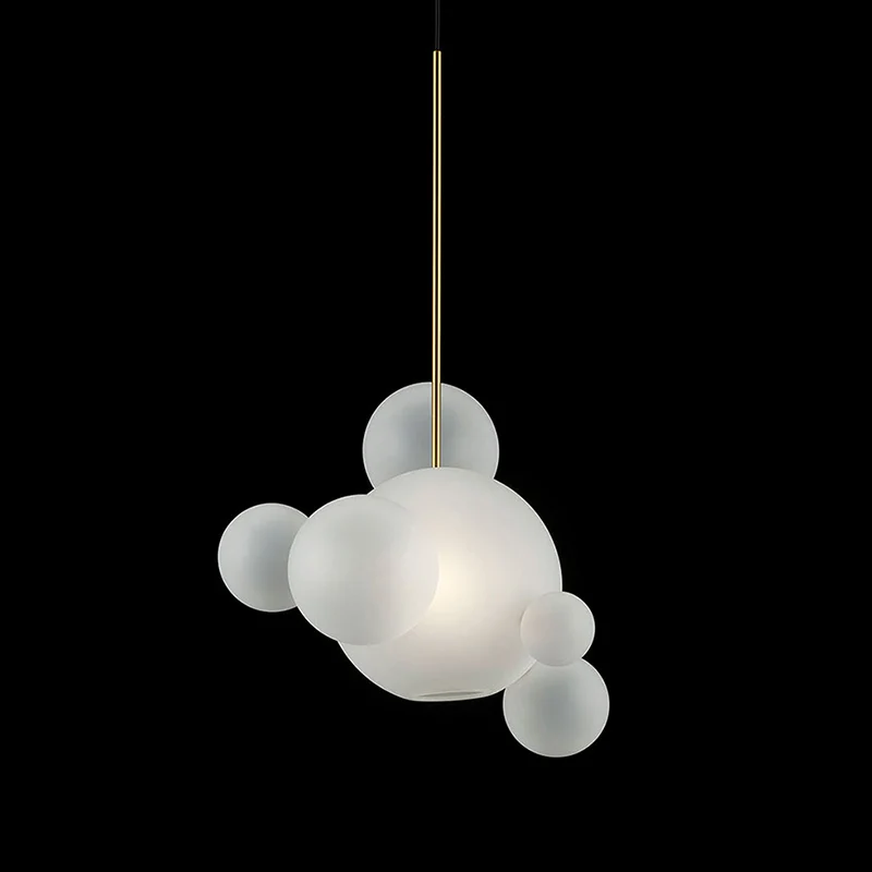 Bubble hangende hanglamp moderne mondgeblazen wit glas 5-lamps café-huis plafondhanglamp Clearhalo