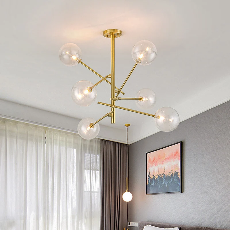 Bubble Pendulum Light Moderne helderglazen gouden hangende kroonluchter voor eetkamer Clearhalo