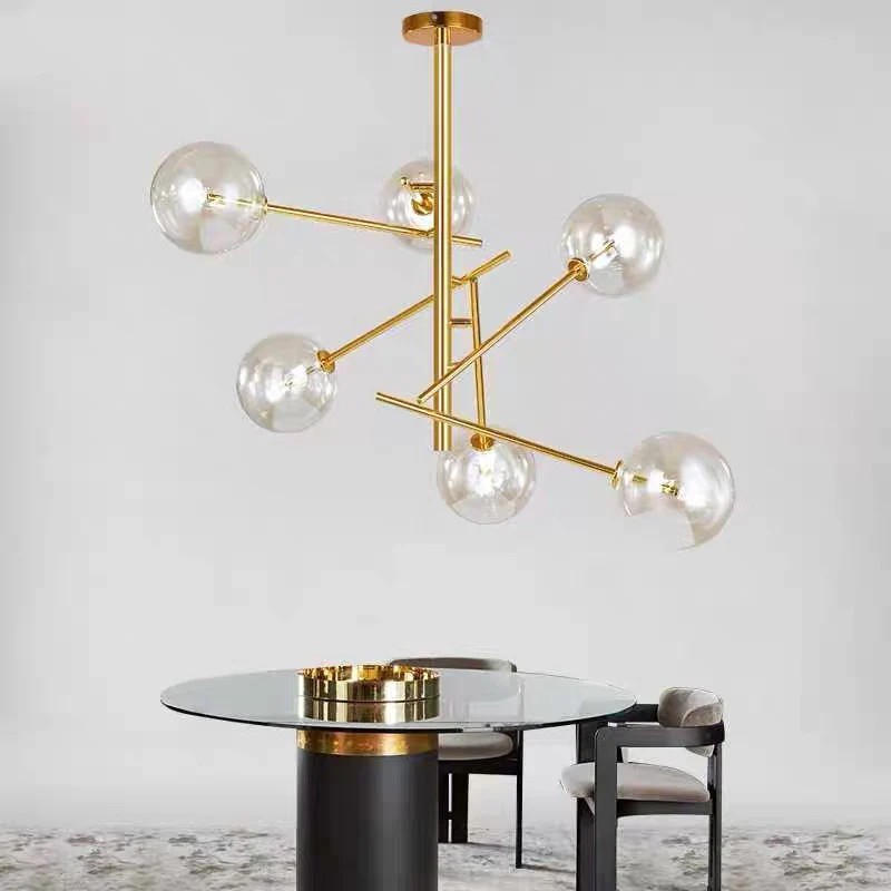 Bubble Pendulum Light Moderne helderglazen gouden hangende kroonluchter voor eetkamer Clearhalo