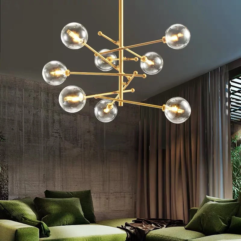 Bubble Pendulum Light Moderne helderglazen gouden hangende kroonluchter voor eetkamer Clearhalo