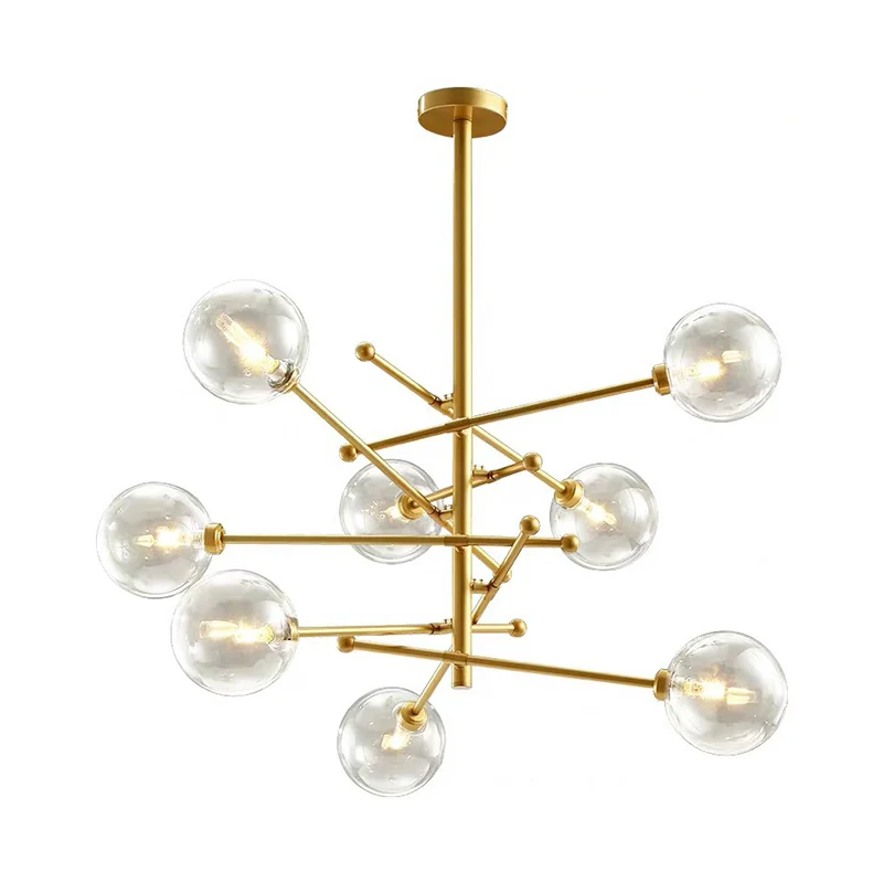 Bubble Pendulum Light Moderne helderglazen gouden hangende kroonluchter voor eetkamer Clearhalo