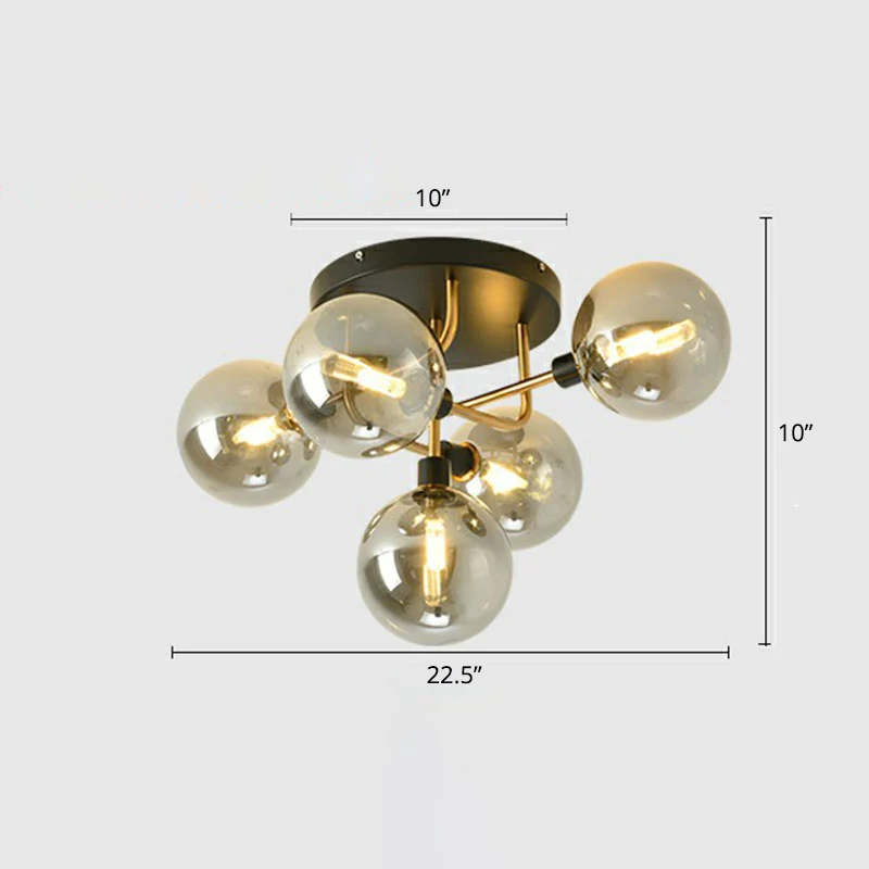Bubbles Semi-inbouwverlichting Modern glazen plafondarmatuur met zwarte afwerking voor slaapkamer Clearhalo