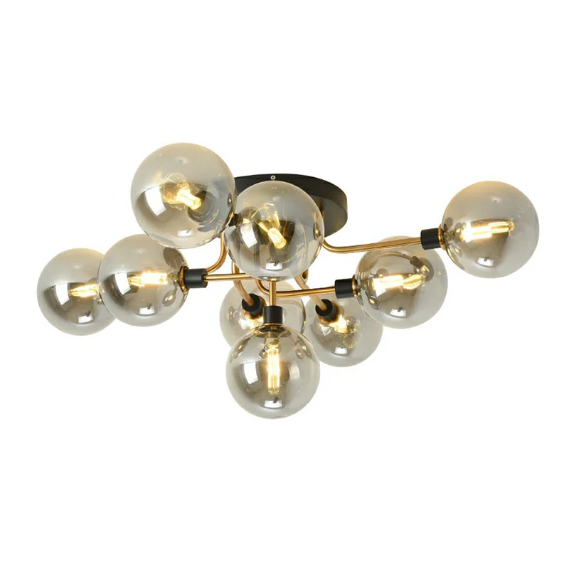 Bubbles Semi-inbouwverlichting Modern glazen plafondarmatuur met zwarte afwerking voor slaapkamer Clearhalo