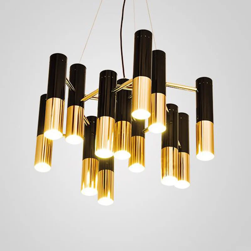 Buis LED kroonluchter verlichting postmoderne metalen woonkamer hanglamp goud Clearhalo