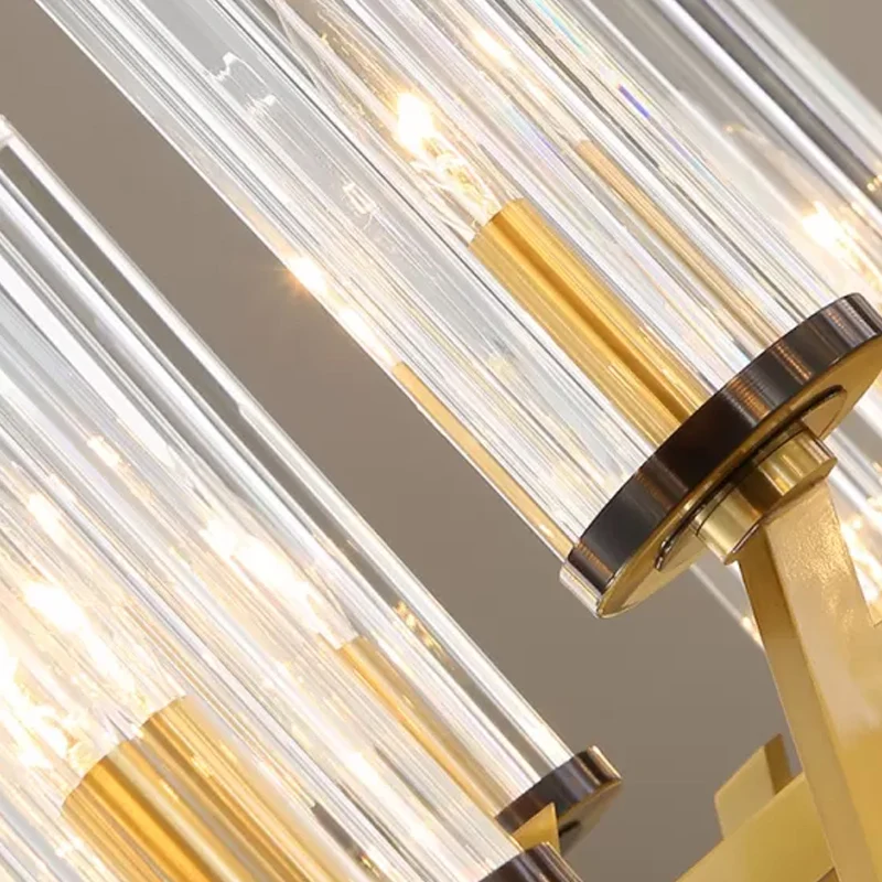 Buisschaduw slaapkamer hanglamp postmodern helder glazen prisma kroonluchter met 6/8 lampen en messing afwerking Clearhalo
