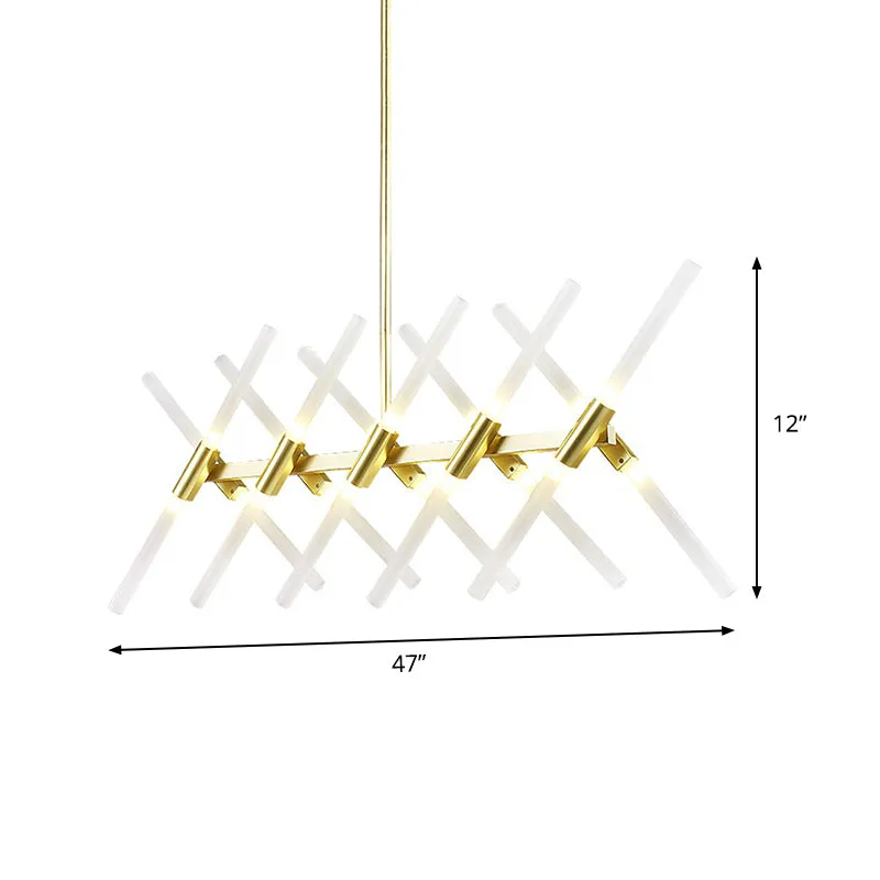 Buisvormig eilandlicht van acryl, eigentijdse gouden plafondhanger met 20 koppen en uitschuifbare staaf Clearhalo
