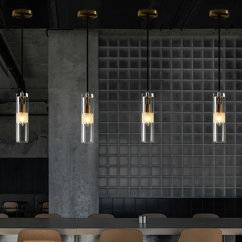 Buisvormige eetkamer downlight hanglamp kristal 1-lamp eenvoudige hanglamp zwart Clearhalo