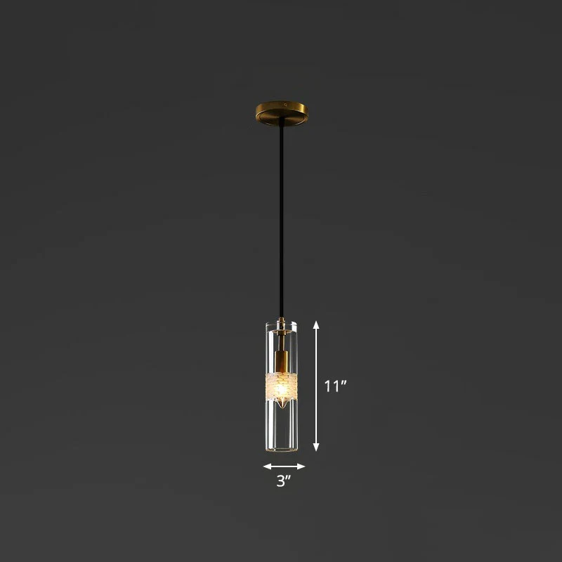 Buisvormige eetkamer downlight hanglamp kristal 1-lamp eenvoudige hanglamp zwart Clearhalo