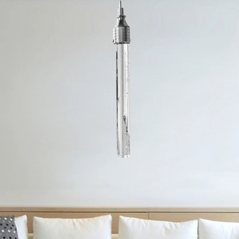 Buisvormige hanglamp Modern helder bubbelkristal 1-lichts ophanghanglamp warm/wit licht voor barwoonkamer Clearhalo