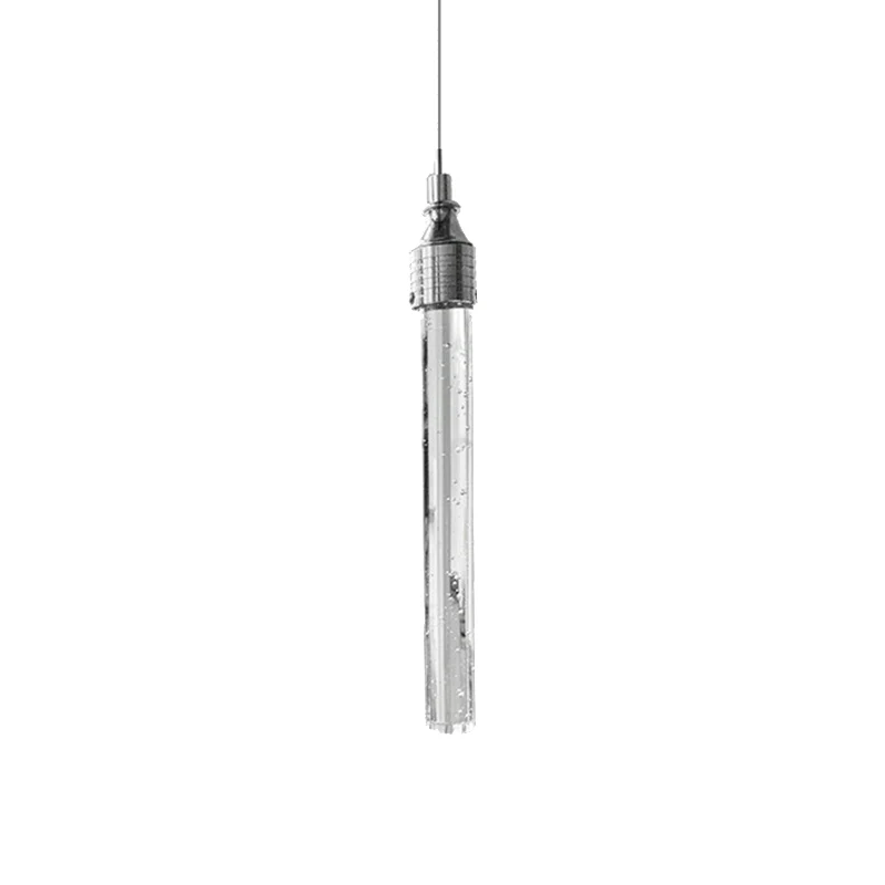 Buisvormige hanglamp Modern helder bubbelkristal 1-lichts ophanghanglamp warm/wit licht voor barwoonkamer Clearhalo