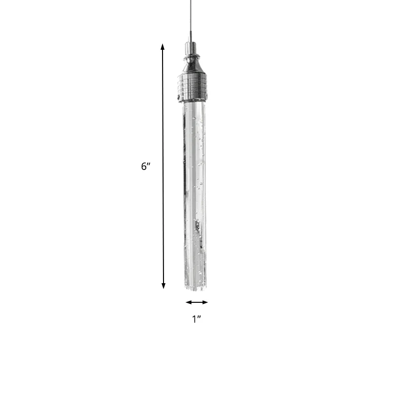 Buisvormige hanglamp Modern helder bubbelkristal 1-lichts ophanghanglamp warm/wit licht voor barwoonkamer Clearhalo