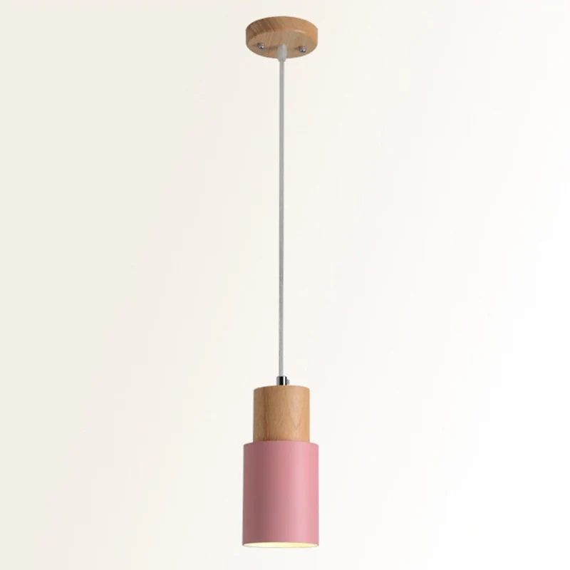 Buisvormige nachtkastjehangende spot Metaal 1-lichts minimalistische hanglamp met houten blad Clearhalo