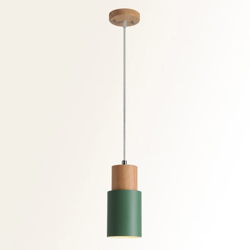Buisvormige nachtkastjehangende spot Metaal 1-lichts minimalistische hanglamp met houten blad Clearhalo