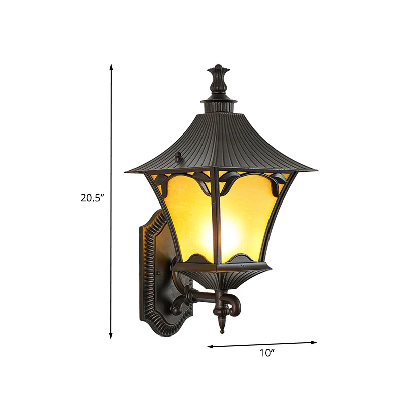 Buitenlamp met rechte arm, landelijk geel glas, 1-lichts wandgemonteerd lichtarmatuur Clearhalo