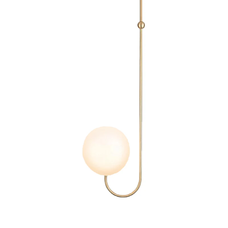 1 Bulb Bedroom Hanging Pendant Lamp Ball White Glass Shade Contemporary Gold Suspension Light Clearhalo