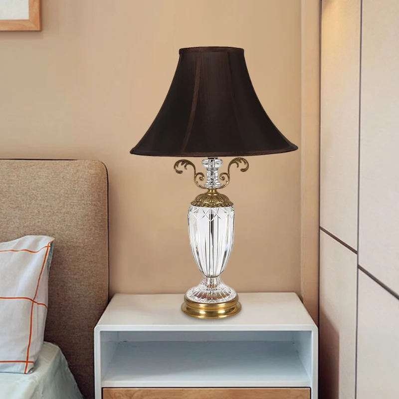 Bureaulamp met 1 kop, modernisme, handgesneden kristallen nachttafellamp zwart Clearhalo