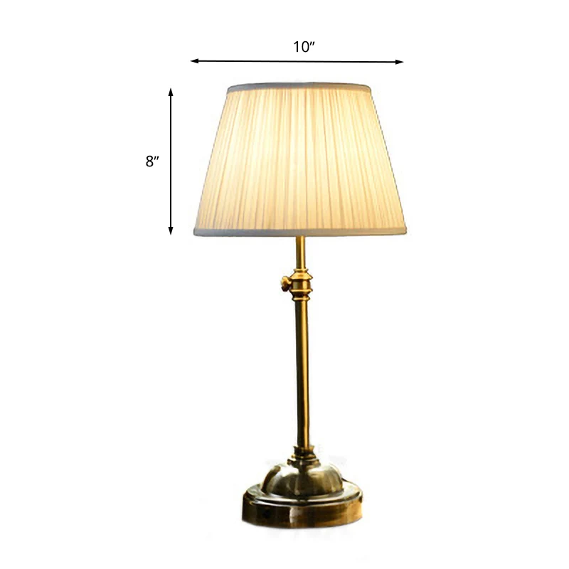 Bureaulamp met 1 slaapkamer, traditionele witte studielamp met tonvormige stoffen kap Clearhalo