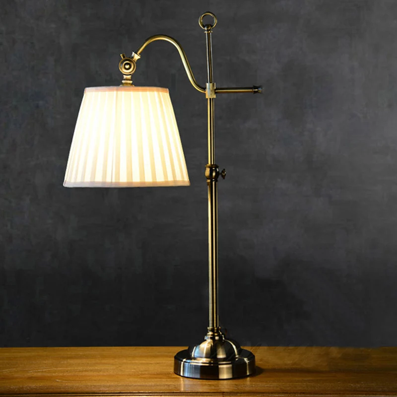 Bureaulamp met 1 slaapkamer, traditionele witte studielamp met tonvormige stoffen kap Clearhalo