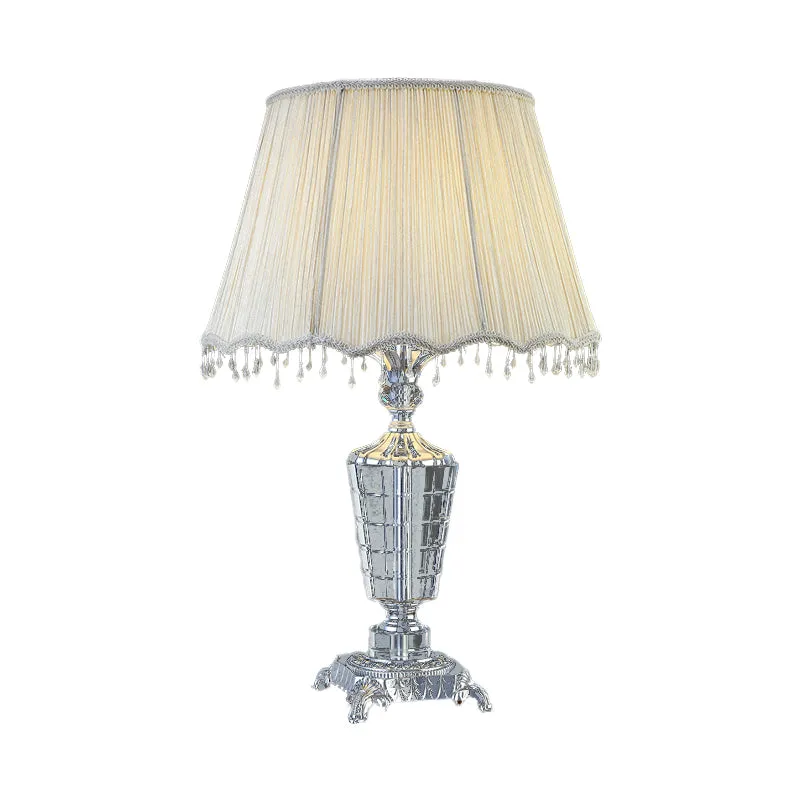 Bureaulamp van stof, moderne grijze tafellamp met 1 lamp en imitatiegevlochten details Clearhalo