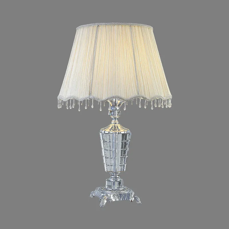 Bureaulamp van stof, moderne grijze tafellamp met 1 lamp en imitatiegevlochten details Clearhalo