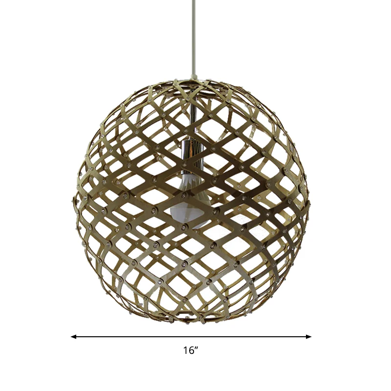 Cage Suspension Pendel Hedendaags Hout 1 Lamp Geel Hanglampenset voor Woonkamer Clearhalo