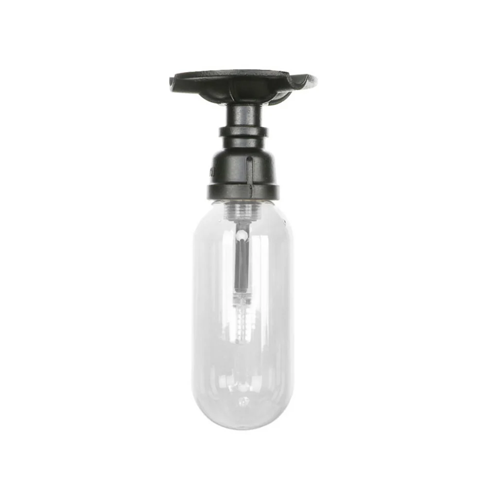 Capsule Corridor Semi Flush Light Industrieel Helder Glas One Light Zwarte Plafondverlichting met Pijpontwerp Clearhalo