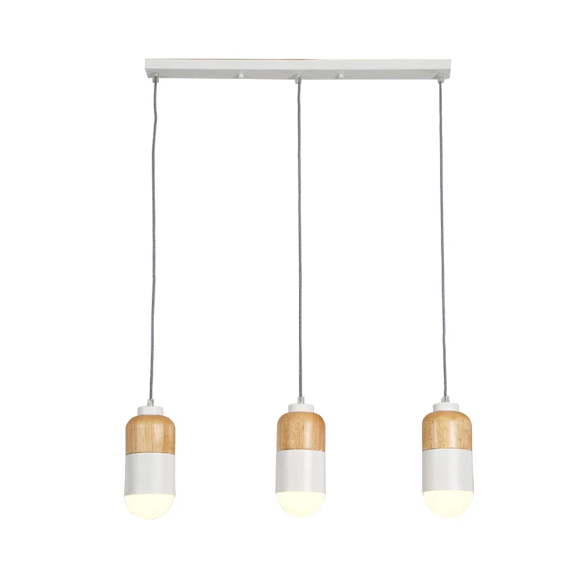 Capsule LED cluster hanglamp modernisme metaal 3 lampen wit en hout hanglamp boven eettafel Clearhalo