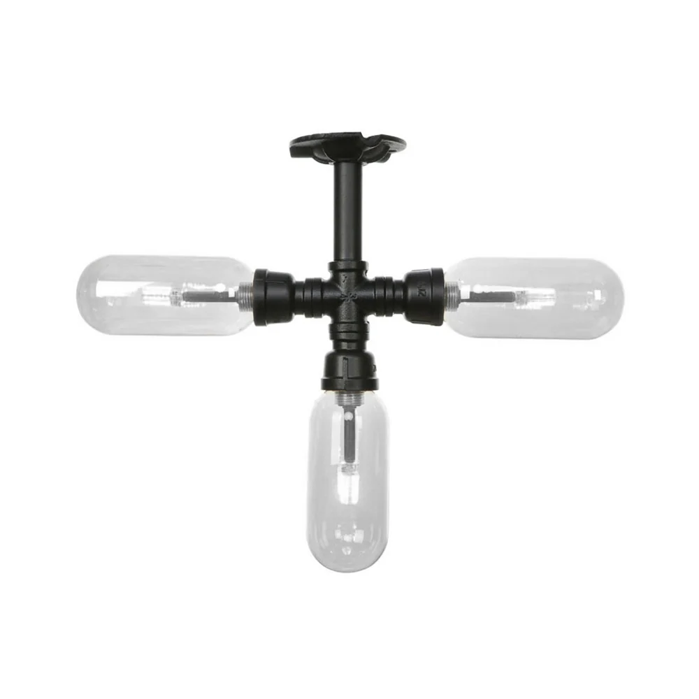 Capsule semi-inbouwlamp vintage stijl 3/4 licht matzwart helder glazen verlichtingsarmatuur met pijpontwerp Clearhalo