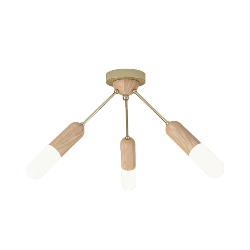 Capsule Wood LED-inbouwarmatuur modernistisch 3-lichts beige halfverzonken plafondlamp Clearhalo