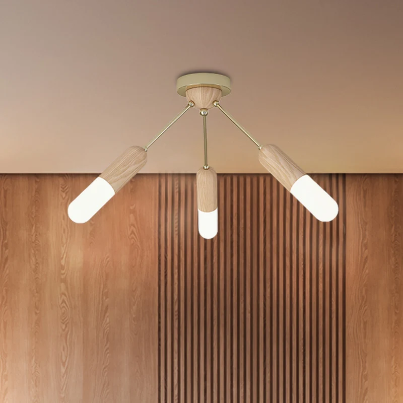 Capsule Wood LED-inbouwarmatuur modernistisch 3-lichts beige halfverzonken plafondlamp Clearhalo