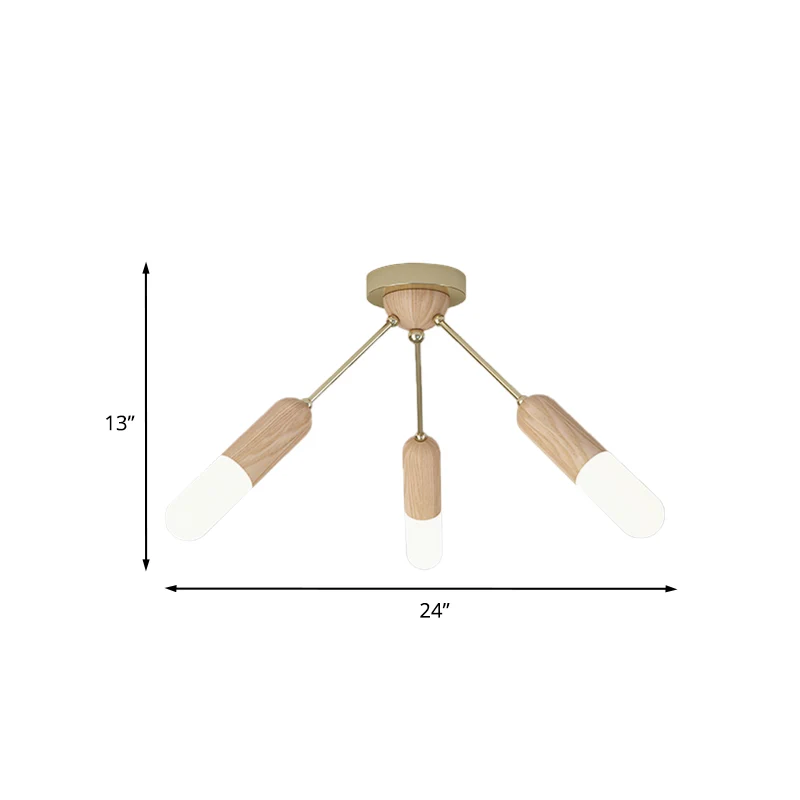 Capsule Wood LED-inbouwarmatuur modernistisch 3-lichts beige halfverzonken plafondlamp Clearhalo