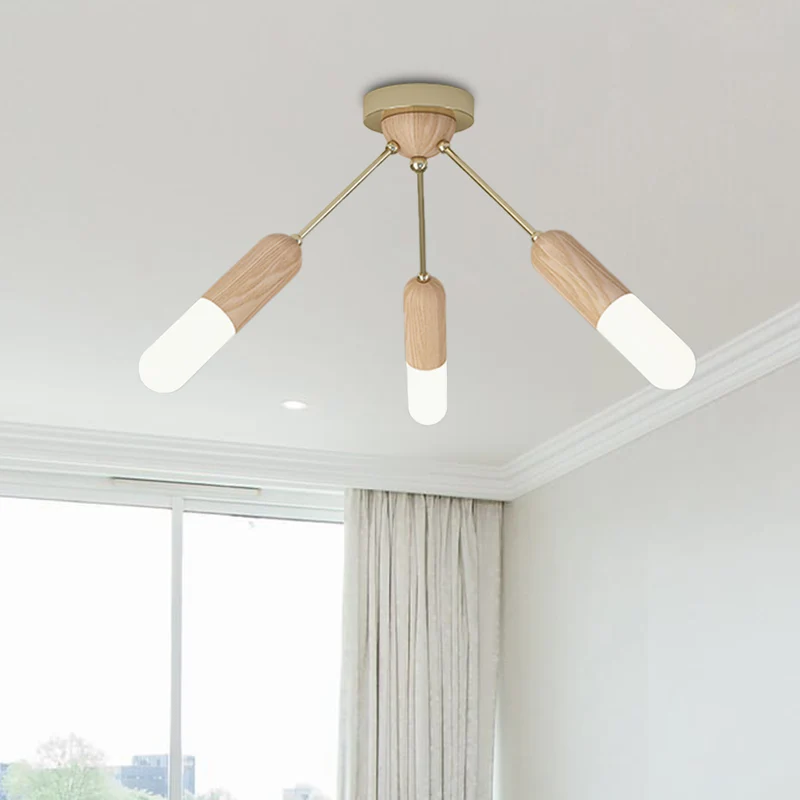 Capsule Wood LED-inbouwarmatuur modernistisch 3-lichts beige halfverzonken plafondlamp Clearhalo