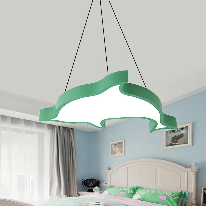 Cartoon dolfijn hanglamp acryl snoepkleurige LED-plafondhanger voor gang Clearhalo