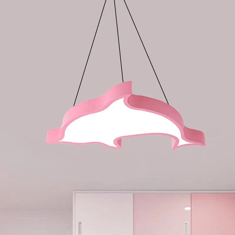 Cartoon dolfijn hanglamp acryl snoepkleurige LED-plafondhanger voor gang Clearhalo